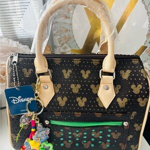 RARE vintage Disney Mickey Mouse monogram style Boston bag BNWT